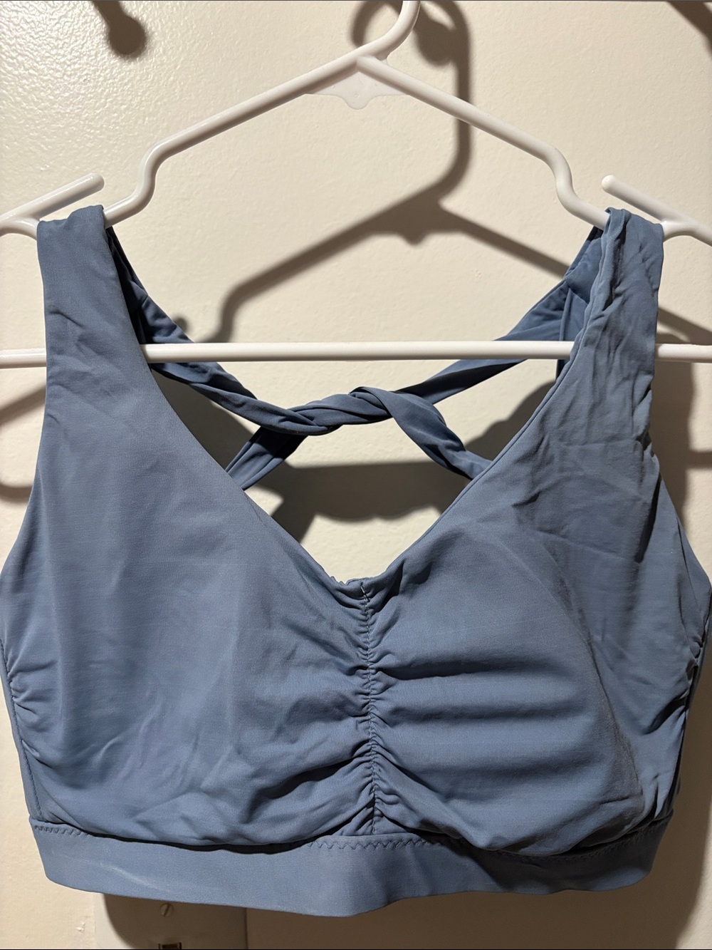 BECCA Dusty Blue Twist-Back Bikini Top